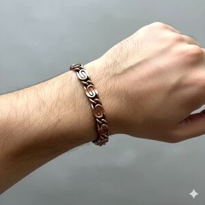 Vintage Solid Copper S-Link Chain Bracelet for Men/Women Heavy Link Jewelry